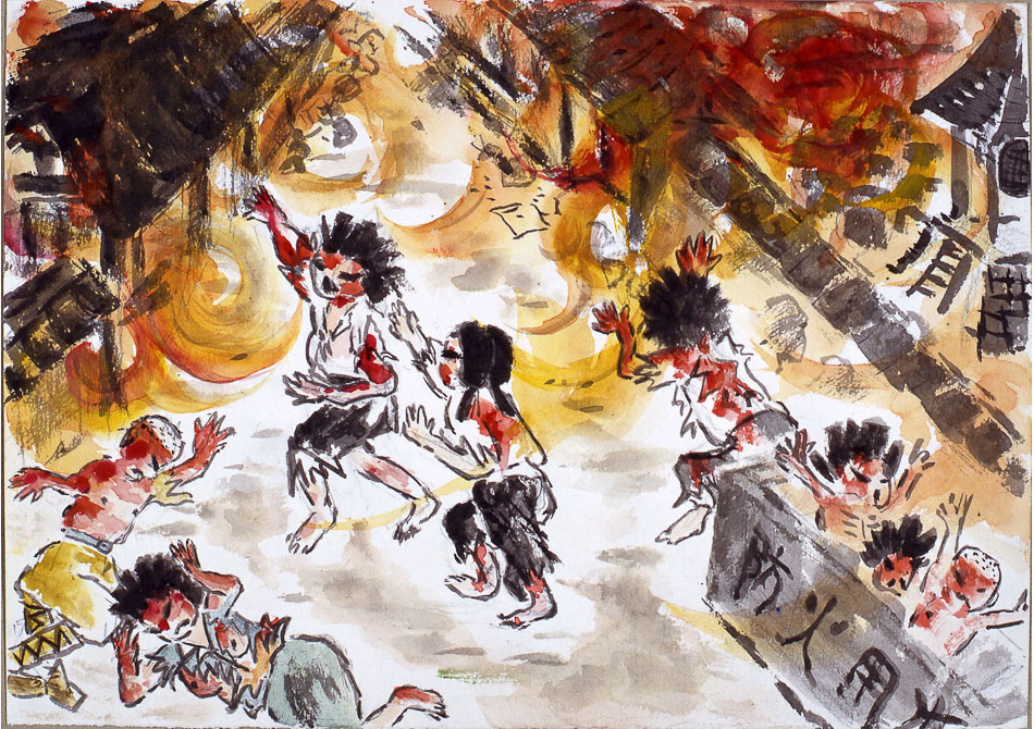Yoshiko Michitsuji (Japón), I Ran Toward My House Through a Sea of Flames [Corrí hacia mi casa a través de un mar de llamas], 1974 (cortesía del Hiroshima Peace Memorial Museum.
