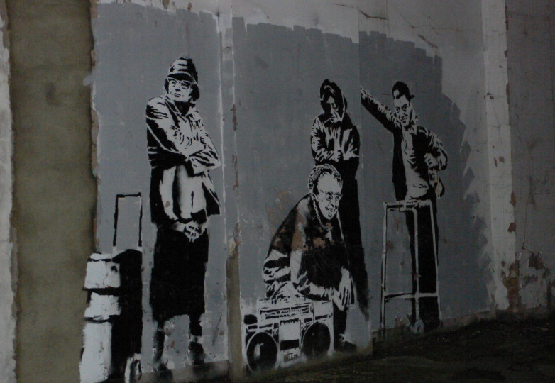 Grafiti de Banksy en Clerkenwell (Londres).