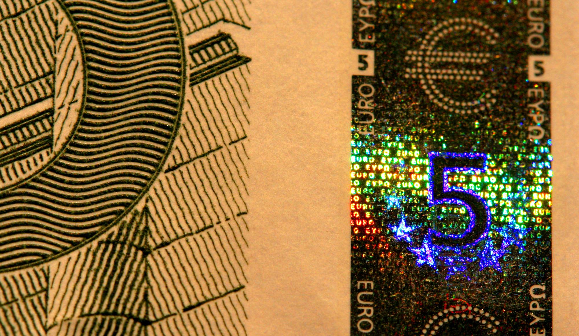 Holograma de billete de 5 euros